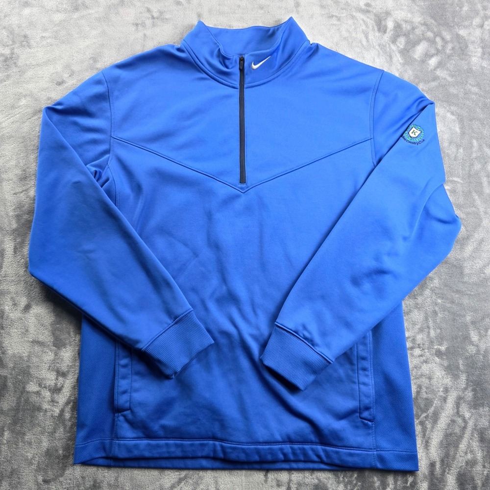 Nike‎ Golf Pullover Mens Large Blue 1/4 Zip Therma-FIT Tour Performance Fleece